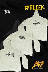hoodies gris brodés style rework stussy
