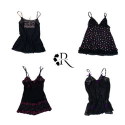 Y2K Black Mesh Cami Tops RW-1154