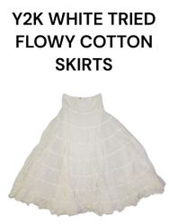Y2K WHITE TRIED FLOWY COTTON SKIRTS
