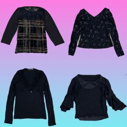 Y2K Schwarze Gothic Glockenärmeloberteile (TH -023..