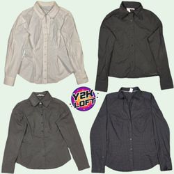 Inspiração para Escritório Y2K Camisas de Manga Lo..