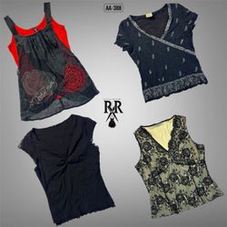 Y2K All Black Rave Ärmellose Tops (AA-388)