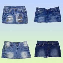Y2K Unique Denim Mini Skirts (TS-1386)