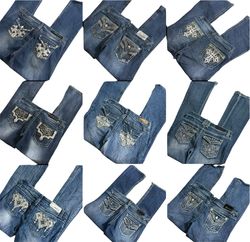 Y2K LADIS STONE HEAVY POCKET AND FAT THREAD JEANS