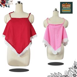 Top in cotone riciclato e pizzo