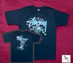 Stussy umgearbeitet Stil Tie-Dye Welt-Tour T-Shirt..