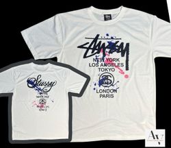Stussy Überarbeitung Stil Batik weißes T-Shirt