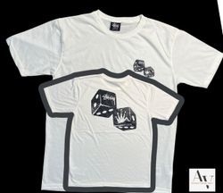 Stussy umgearbeitet Stil schwarze Würfel weiße T-S..