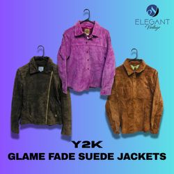 Y2K Glame Fade Suede Jackets - EV1187