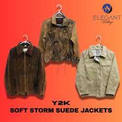 Y2K Soft Storm Suede Jackets - EV1198