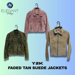 Veste en daim beige délavé Y2K - EV1204