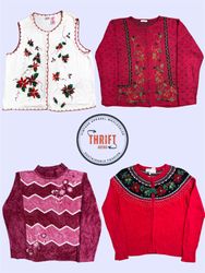 LX192 Y2K Vintage Retro Floral Knits - Winter Seri..