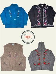 LX193 Y2K Vintage Retro Floral Knits - Winter Seri..