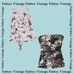 (FV-363) Top stampati estetici in bianco e nero Y2..