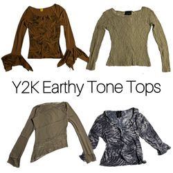 Top in rete a maniche lunghe tono terroso Y2K