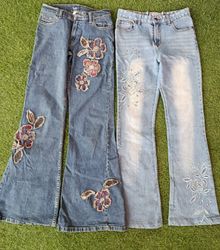 Y2k embroidery flared jeans 9Pcs (2807)