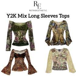 Y2Kミックスロングスリーブトップス