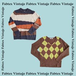 (FV-386) Maglione in maglia marrone tono terra Y2K