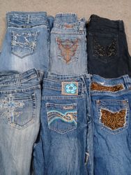 HD1223 Ladies Y2K Embellished Flared Jeans