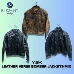 Y2Kレザーヴァースボンバージャケットミックス - EV1227