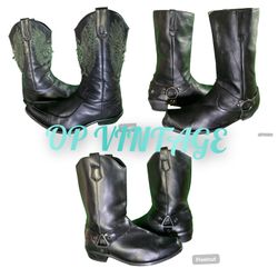 Op vintage 0041 schwarze Cowboy-Stiefel