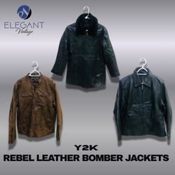 Y2K Rebel Leather Bomber Jackets - EV1238
