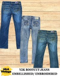 Jeans bootcut brodés ou embellis Y2K