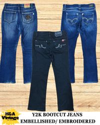 JEANS BOOTCUT BRODÉS OU EMBELLIS Y2K