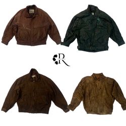Chaquetas de cuero bomber de los 90/Y2k (RW-1193)