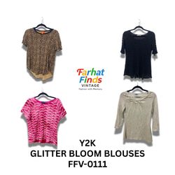FFV-0111 Y2K GLITTER BLOOM BLOUSES
