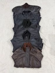 Ribbed Collar Leather Jackets