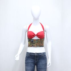 CR707アップサイクル ペイズリー パッション ハルター クロップトップ