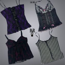 Y2K Schwarze Gothik Cami Tops (AA-401)