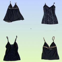 Y2K Githuc Black Cami Tops (TS-1436)