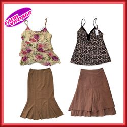 「Y2K フロウィー＆デリケート シルエット スカートとキャミ ミックス (FV-049)」