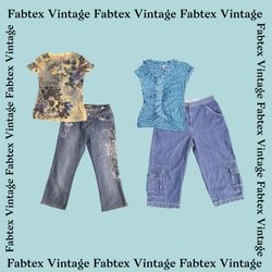 (FV-414) Y2K Denim Capri & Baby Tees