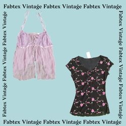 (FV-421) トレンディなピンクと花柄のトップスバンドル - エステheticな夏のトップス