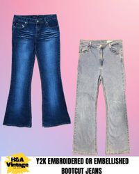 JEANS BOOTCUT BORDADOS OU ENFEITADOS Y2K