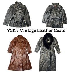 Cappotto lungo in pelle vintage Y2K (TVL-101)