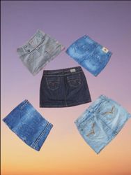 Jupes mini en chiffons bleus (MSK-88)