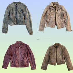 Veste en cuir à vibe Y2K années 90 (TS-1462)