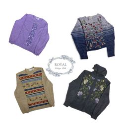 Édition de pull brodé floral vintage Y2K