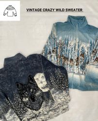 Vintage Wild Crazy Sweaters Fleece