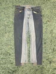 Upcycled Wide Leg Half N Half Pants