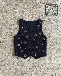 Veste en denim à lacets à œillets recyclés
