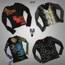 Y2K All Black Rave Full Sleeve Tops (AA-410)