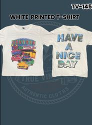 Weißes bedrucktes T-Shirt Tv-145