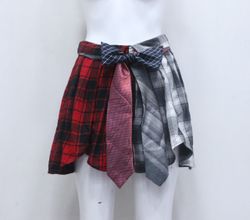 Jupe upcyclée CR743 Patchwork Plaid & Tie
