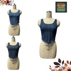 Top corset zippé en denim upcyclé SS25