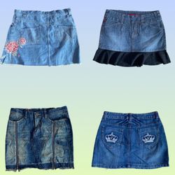 Y2K ユニーク デニム ミニスカート (TS-1491)